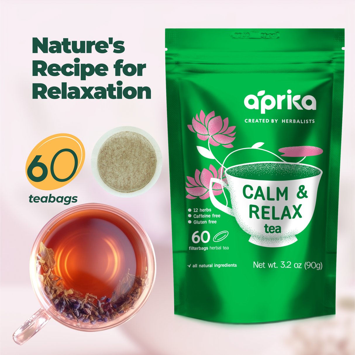 Calm and Relax Herbal Tea, 60 bags - Sumiye Co