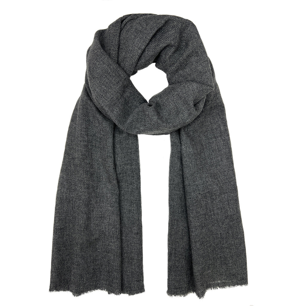 Charcoal Handloom Cashmere Scarf-0