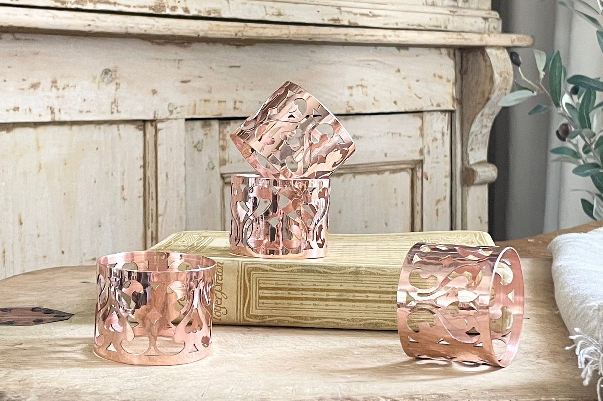 Copper Napkin Rings set/4 | Vintage Inspired - Sumiye Co