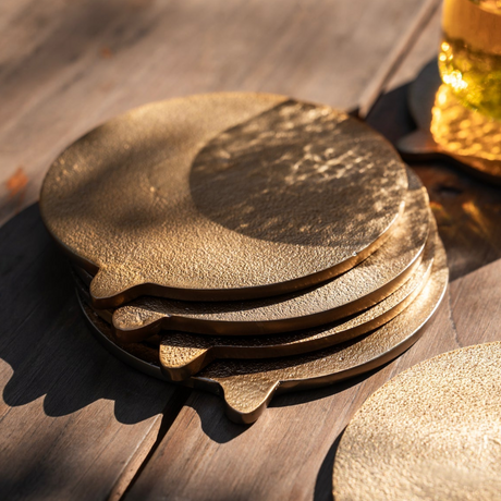 Antique Brass Coasters Set of 6 - Sumiye Co