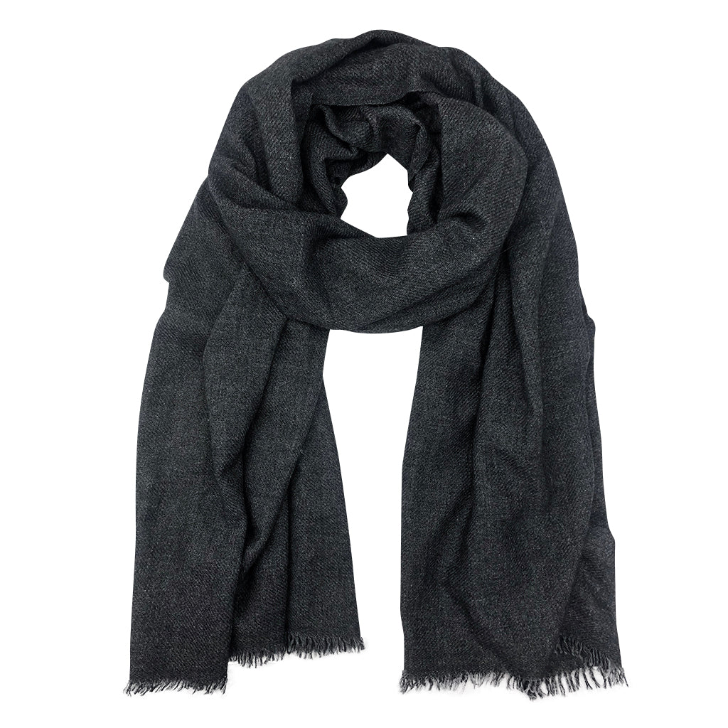 Black Handloom Cashmere Scarf by SLATE + SALT - Sumiye Co