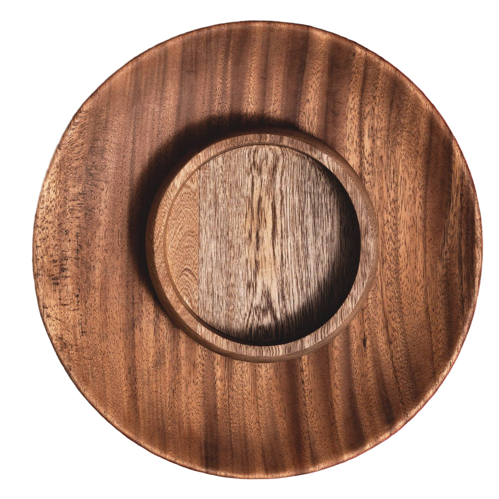 Chechen Wood Design Round Tray 15" - 100% Parota Wood | Mexico - Sumiye Co