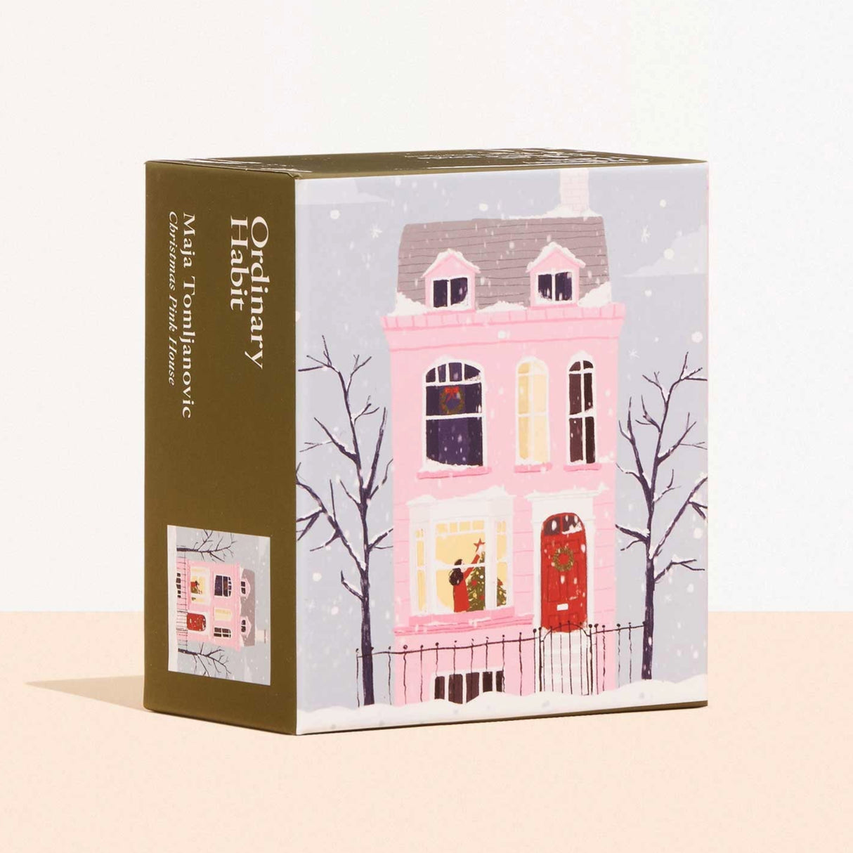 Christmas Pink House 100 Piece Puzzle | Artist Maja Tomljanovic - Sumiye Co