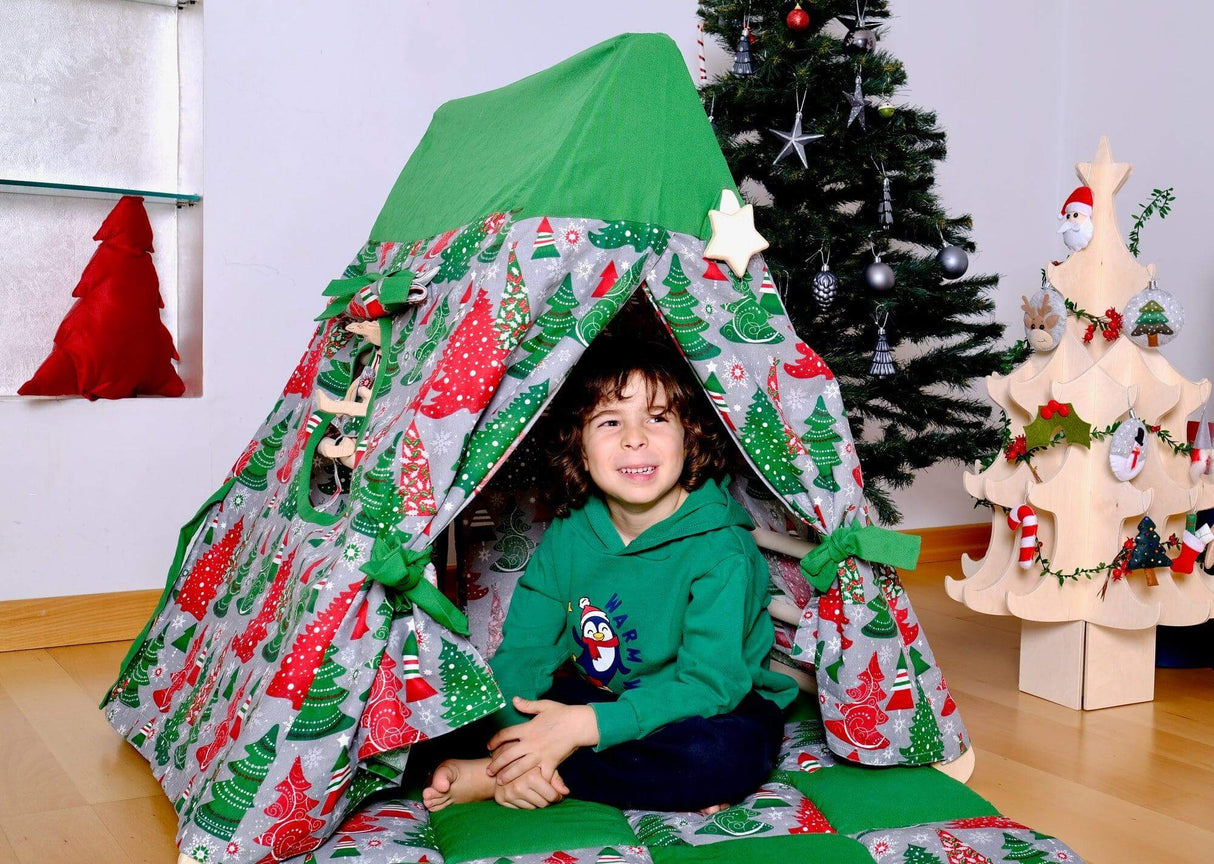 Climbing Triangle with Christmas Tent Cover, Mat, Ramp | Foldable Montessori Play Set-2