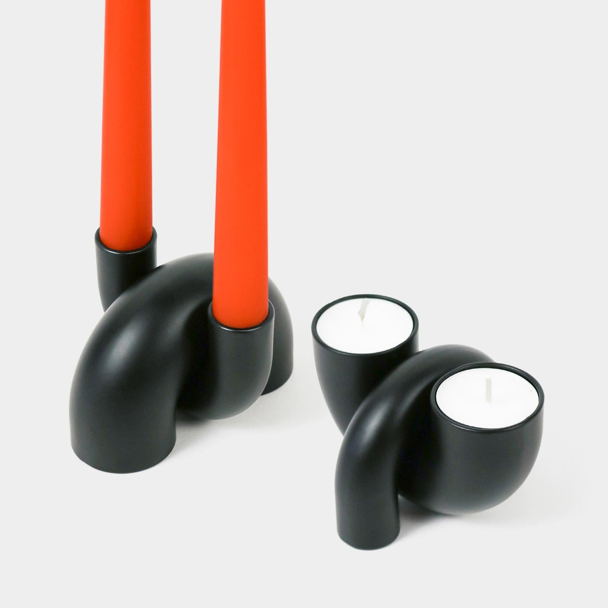 Macaroni 2-in-1 Candleholder - Tapers & Tealights - Black by 54Celsius - Sumiye Co