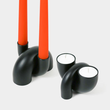 Macaroni 2-in-1 Candleholder - Tapers & Tealights - Black by 54Celsius - Sumiye Co
