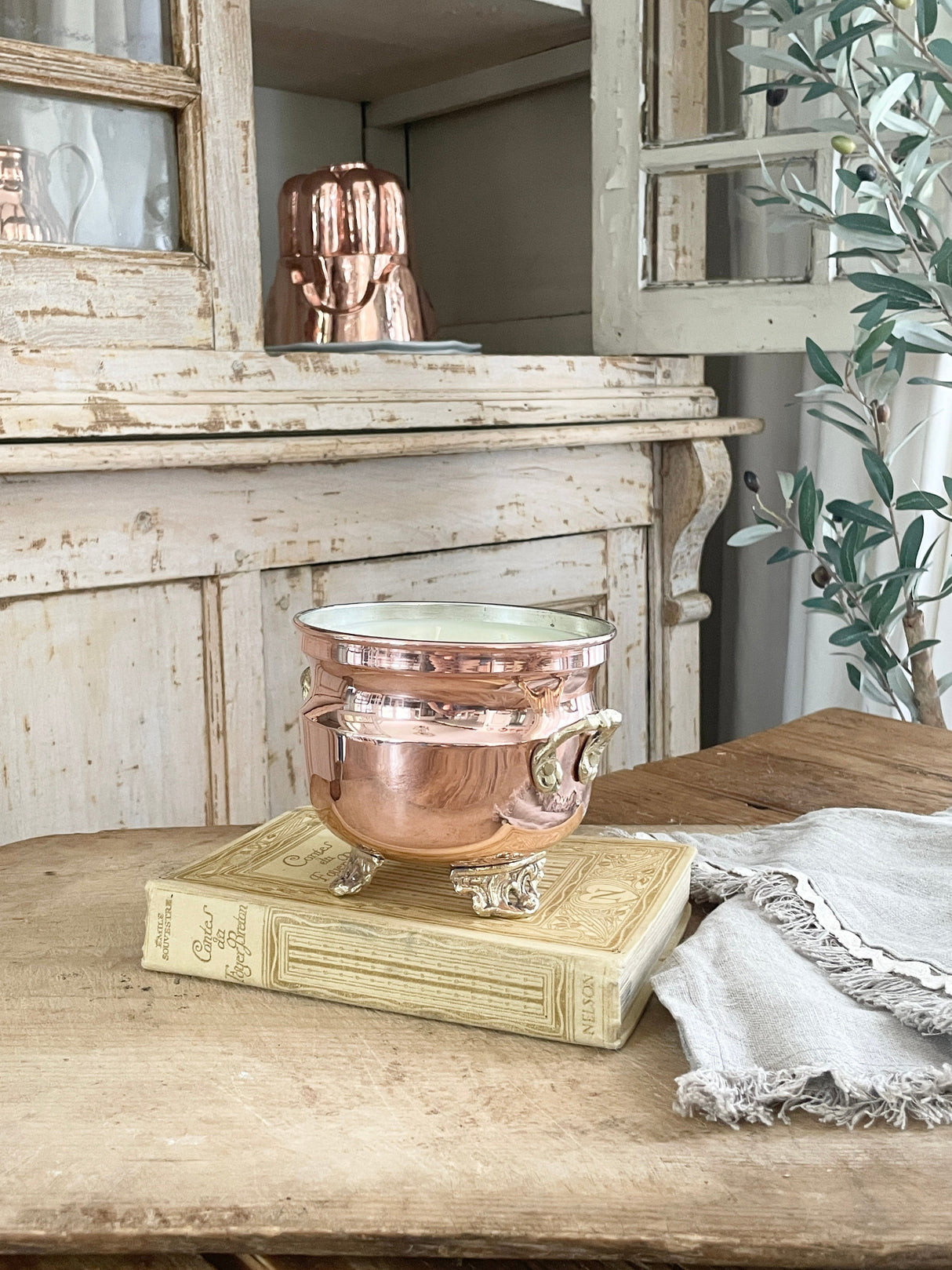 Copper Grapefruit Mint Jardinière Candle | Vintage Inspired French - Sumiye Co