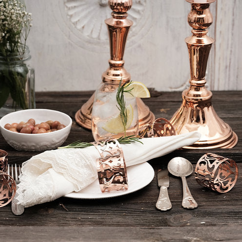 Copper Napkin Rings set/4 | Vintage Inspired - Sumiye Co