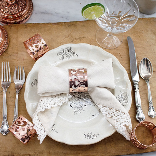 Copper Napkin Rings set/4 | Vintage Inspired - Sumiye Co