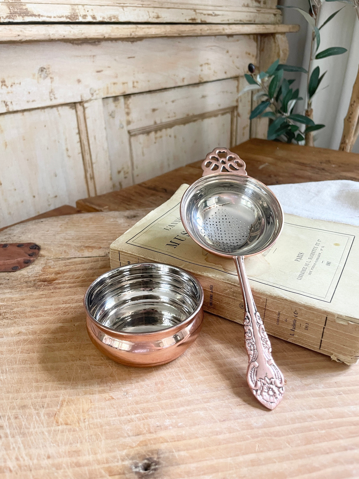 Copper Tea Strainer | Vintage Inspired French - Sumiye Co
