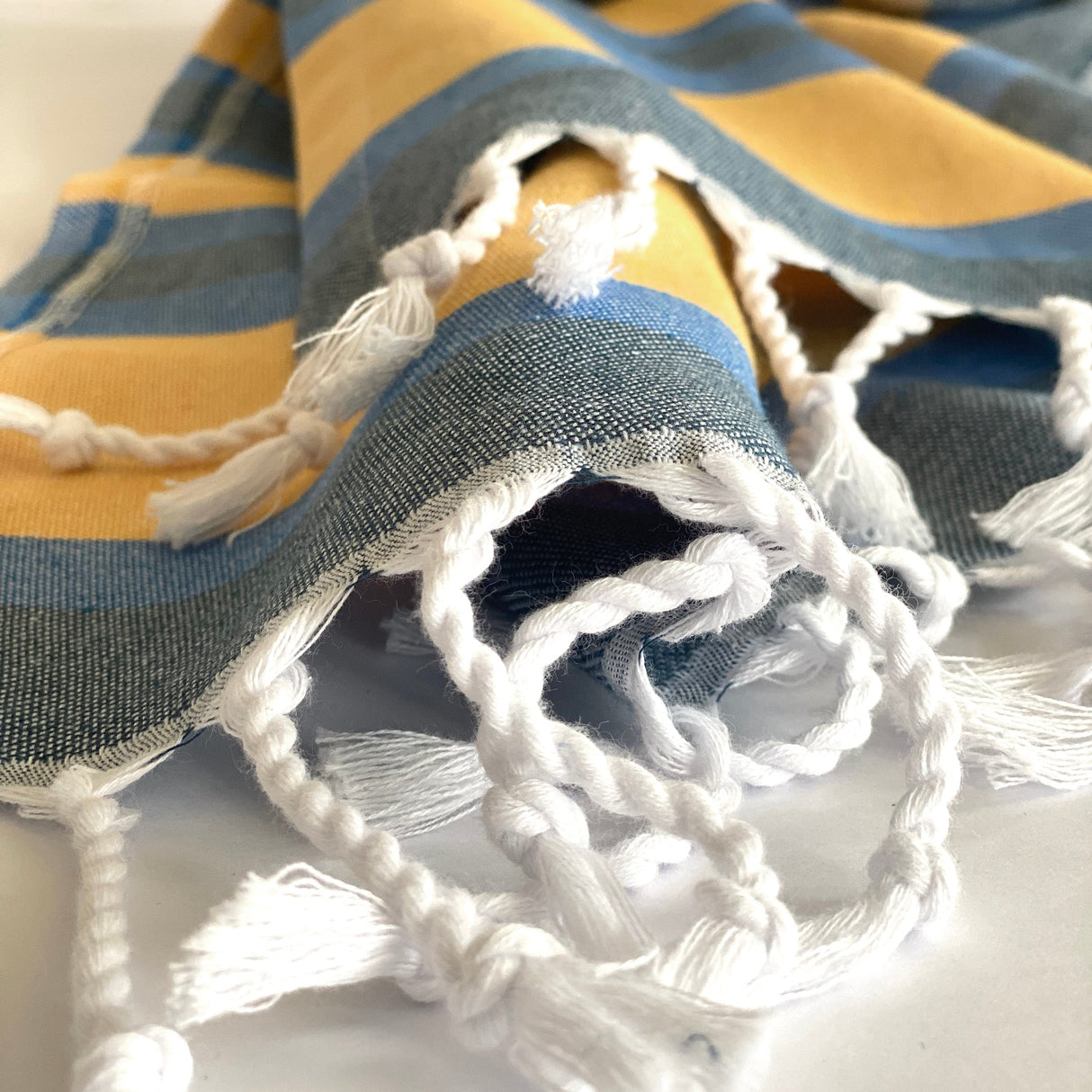 Samara Striped Blue & Yellow Turkish Towel - Sumiye Co
