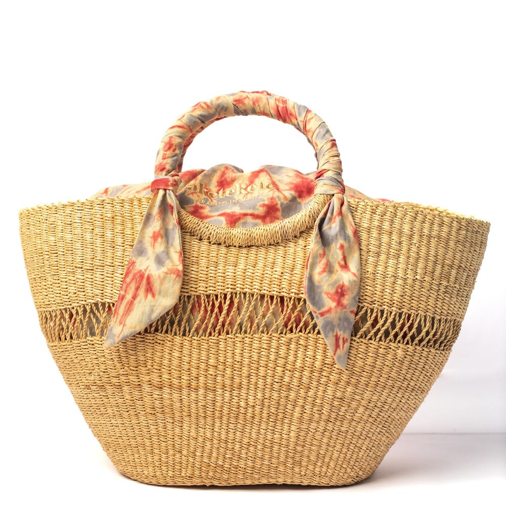 Butterfly Bag Medium - Natural w/ Light Grey and Red Lining - Sumiye Co