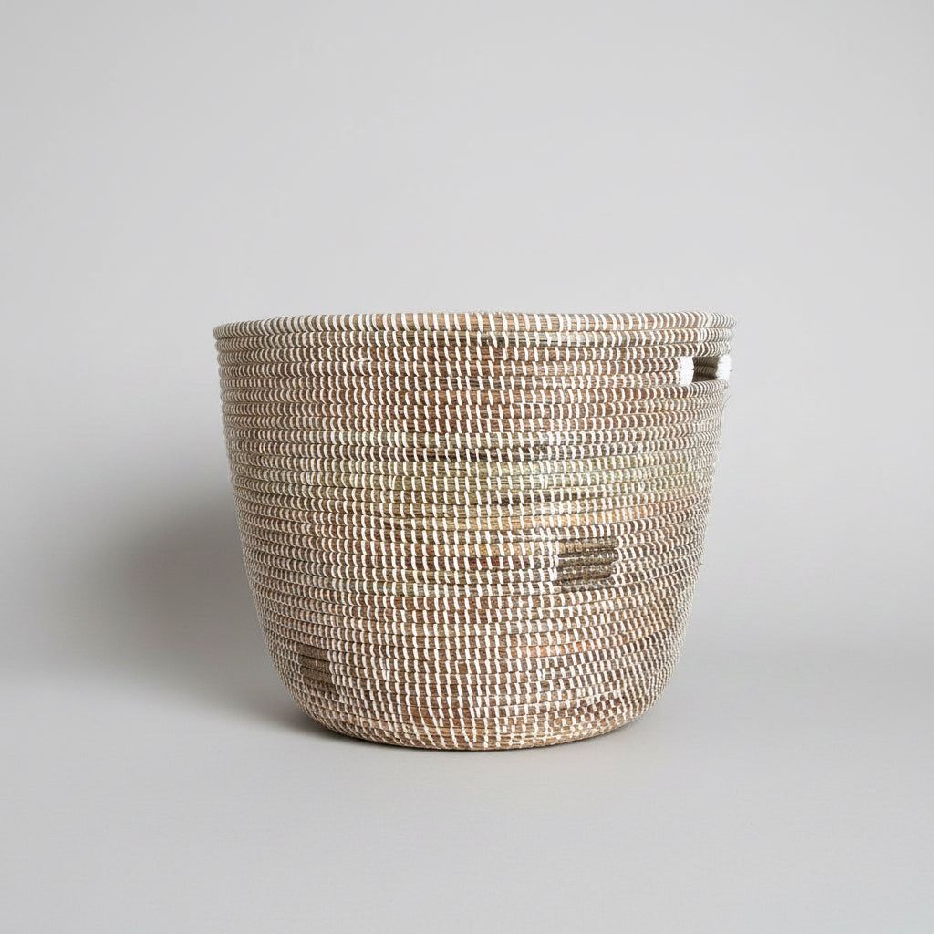 Flat Lid Storage Basket Squares White - 14" x 18" | Handwoven Storage Basket - Sumiye Co
