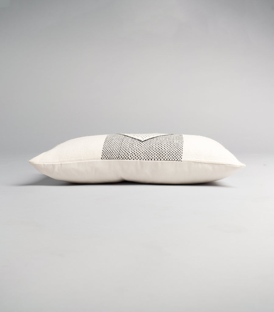 Diamante Lumbar Pillow with Border in Ivory - Sumiye Co