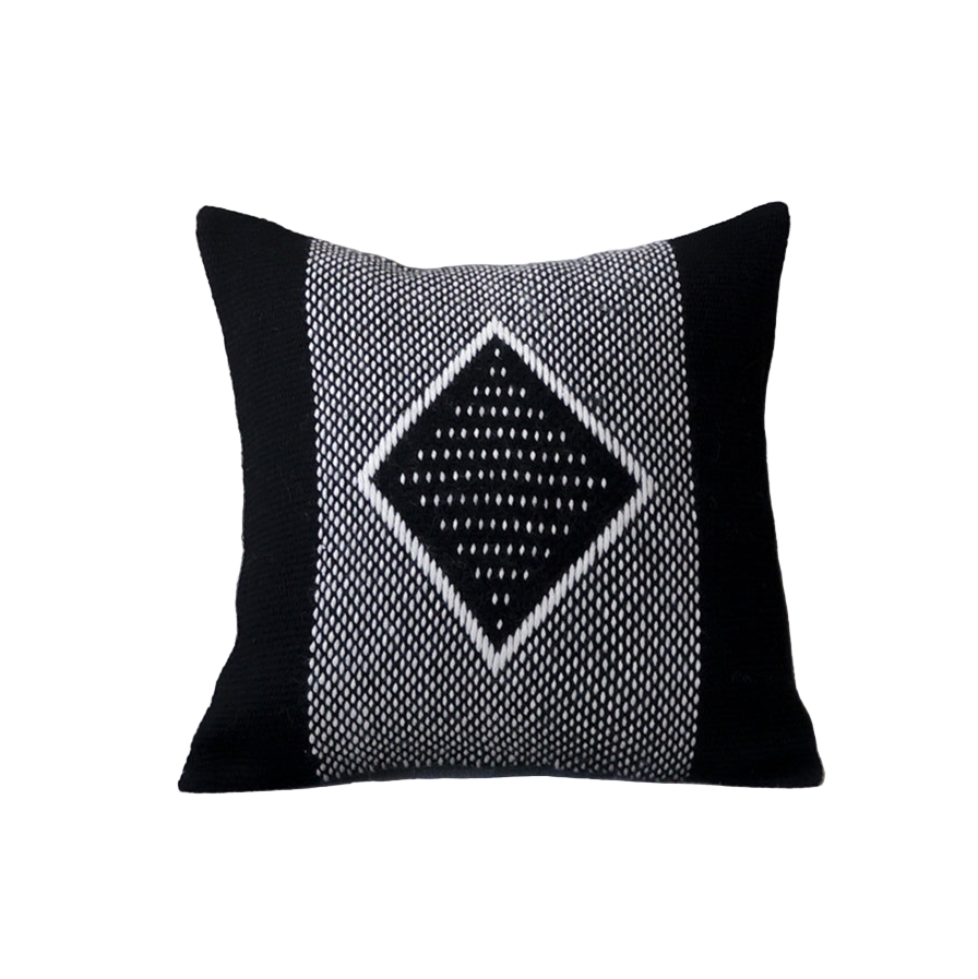 Diamante Square Textile Small Pillow in Black - Sumiye Co