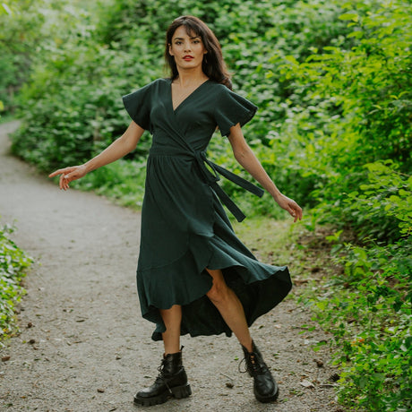 Ruffle Wrap Dress | Monstera - Sumiye Co