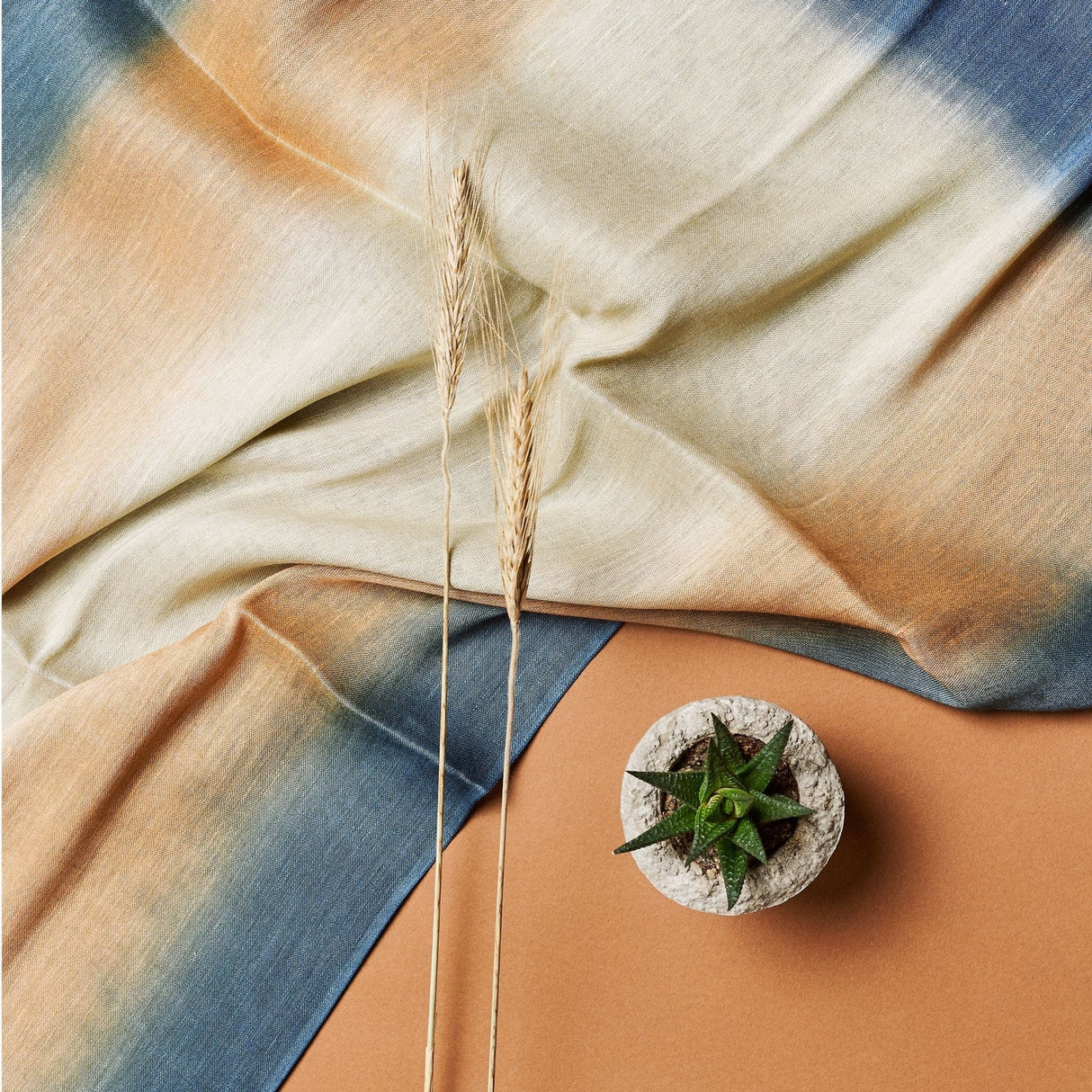 Oceana Beige Soft Linen Silk Handloom Scarf - Sumiye Co