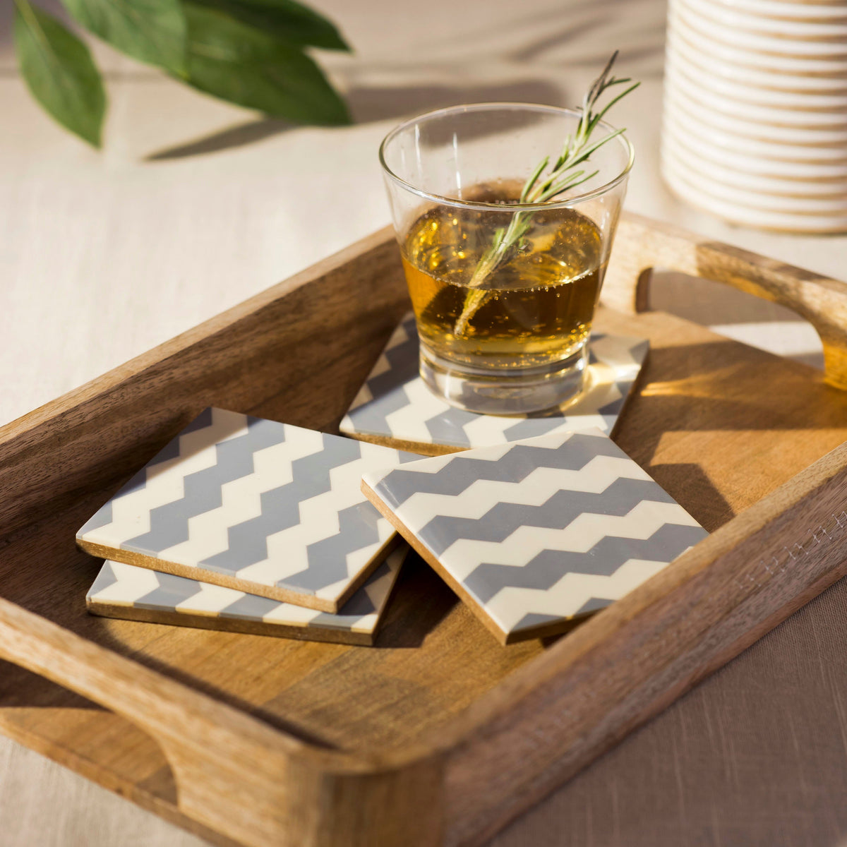 Inlaya Grey and Ivory Coasters