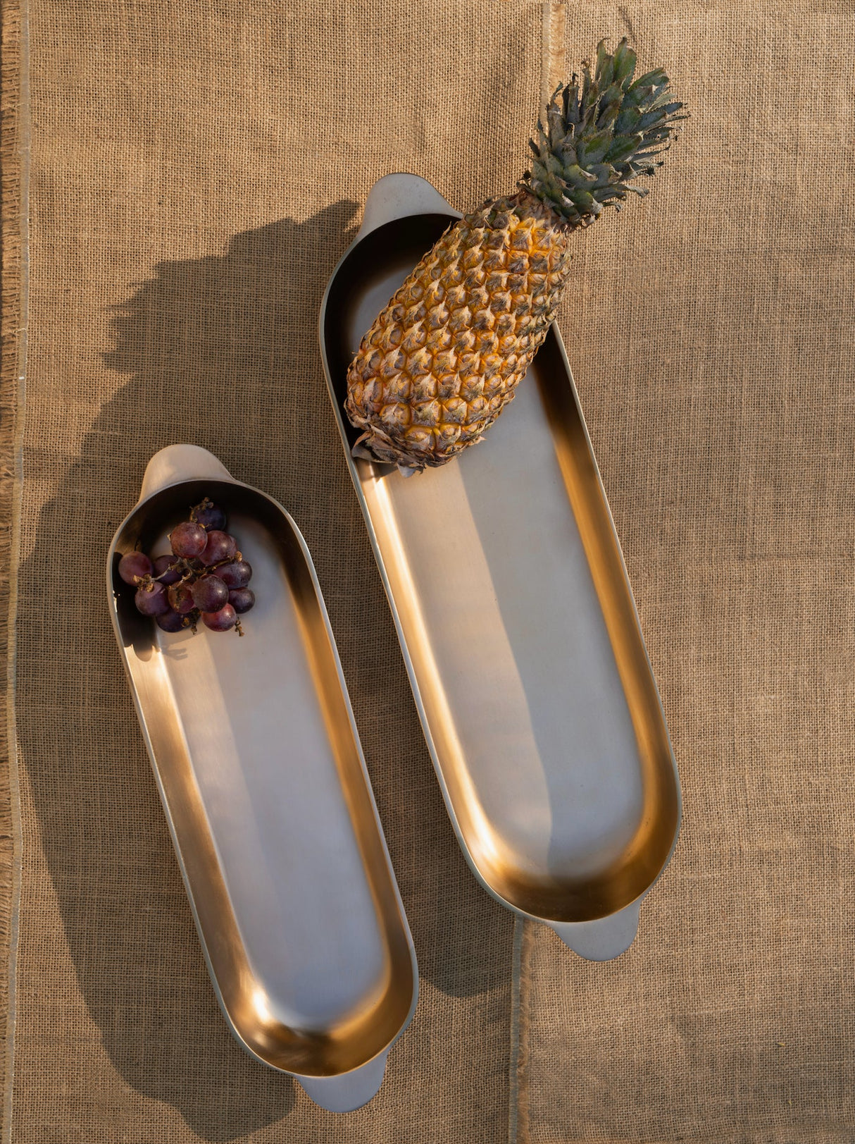 Antique Brass Long Trays Set of 2 - Sumiye Co