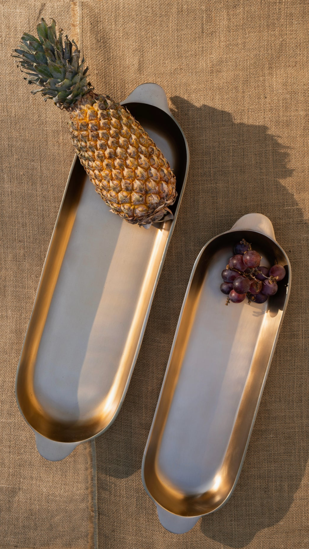 Antique Brass Long Trays Set of 2 - Sumiye Co