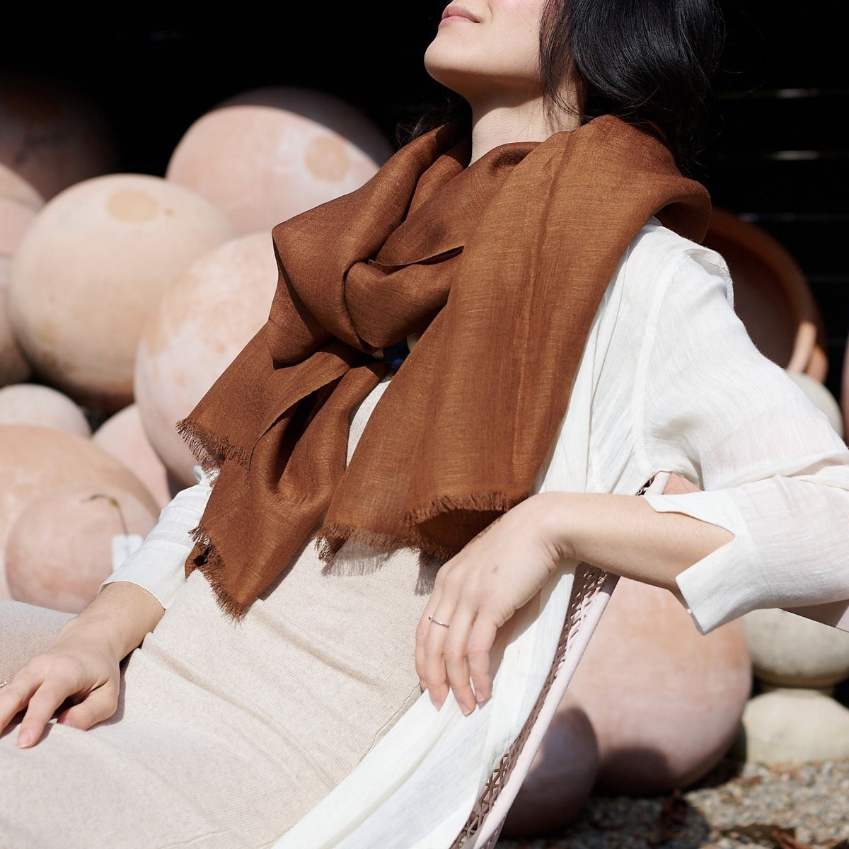 Hand Woven Linen Silk Blend Scarf