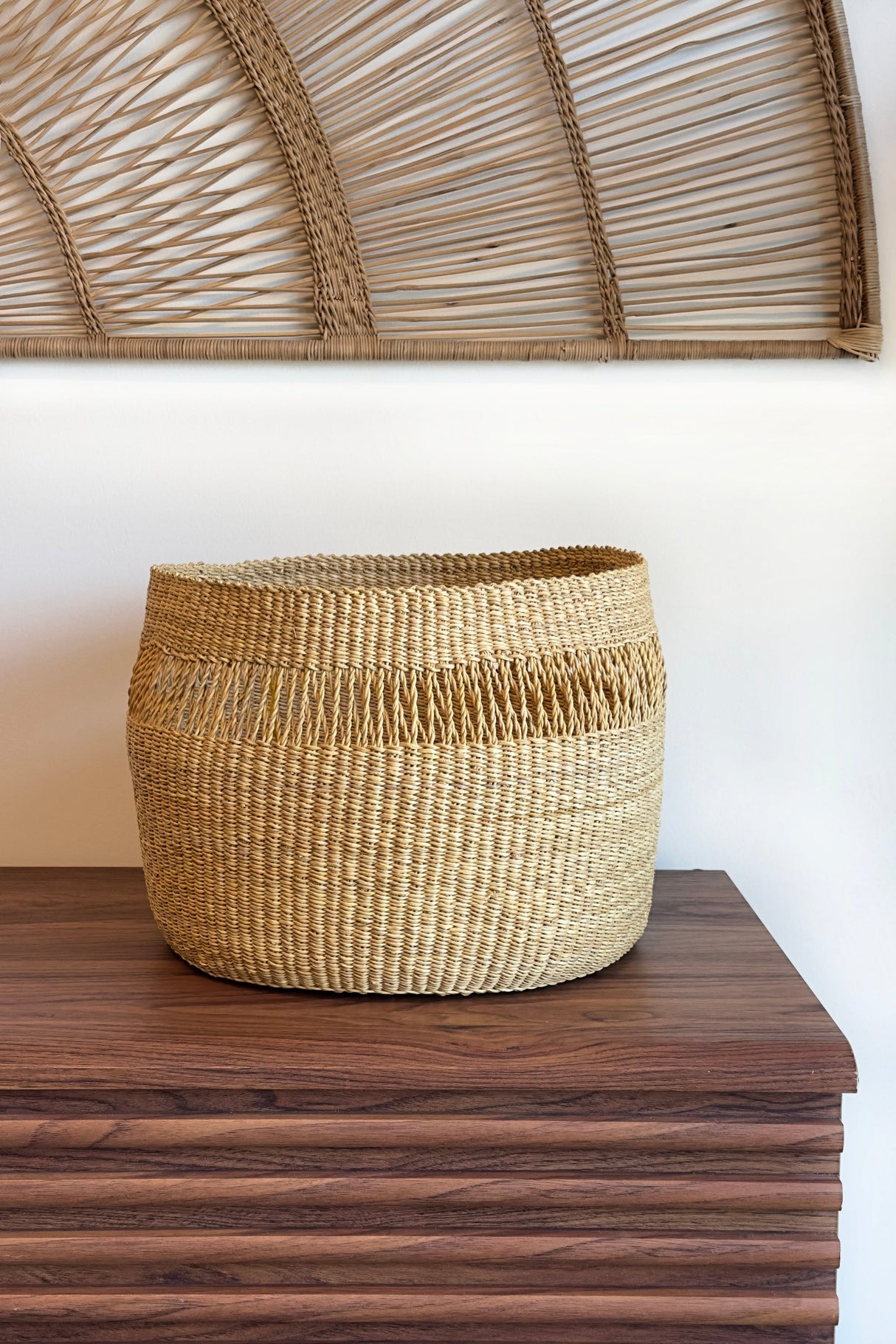 Mixed Weave Natural Planter Basket - Small