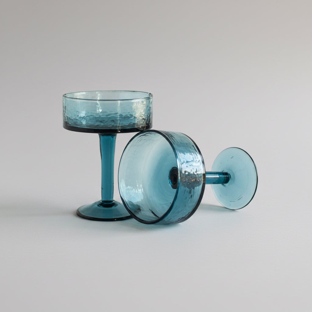 Handblown Hammered Coupe Cocktail Glass - Set of 4 - Sumiye Co