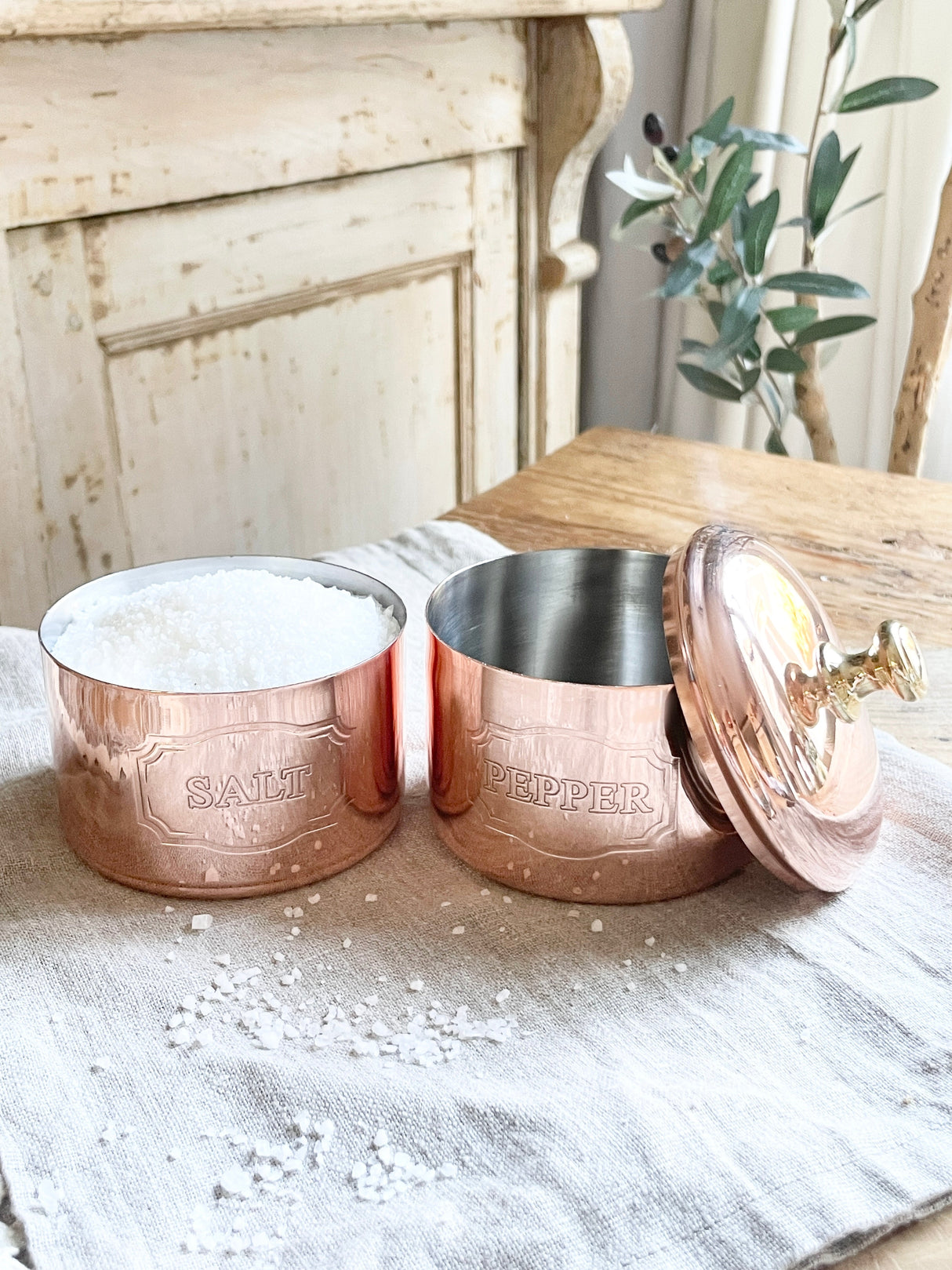 Copper Salt & Pepper Cellar | Vintage French Inspired - Sumiye Co
