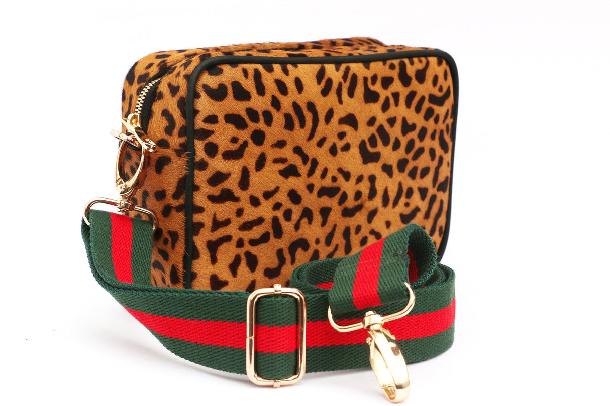 Leopard Print Leather Camera Crossbody Bag  | Ethically Sourced Hides - Sumiye Co