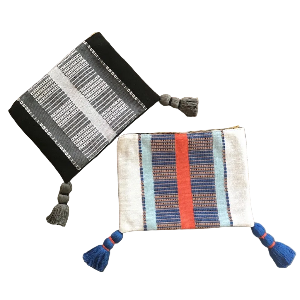 White Striped Backstrap Clutch