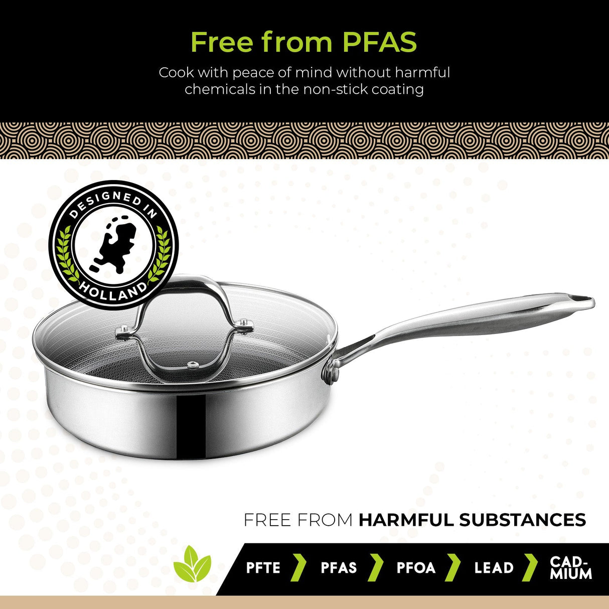 BE | LIVING CIRCLAD Series Sauté Pan with Lid 3 qt / 8.5"/ 24 cm