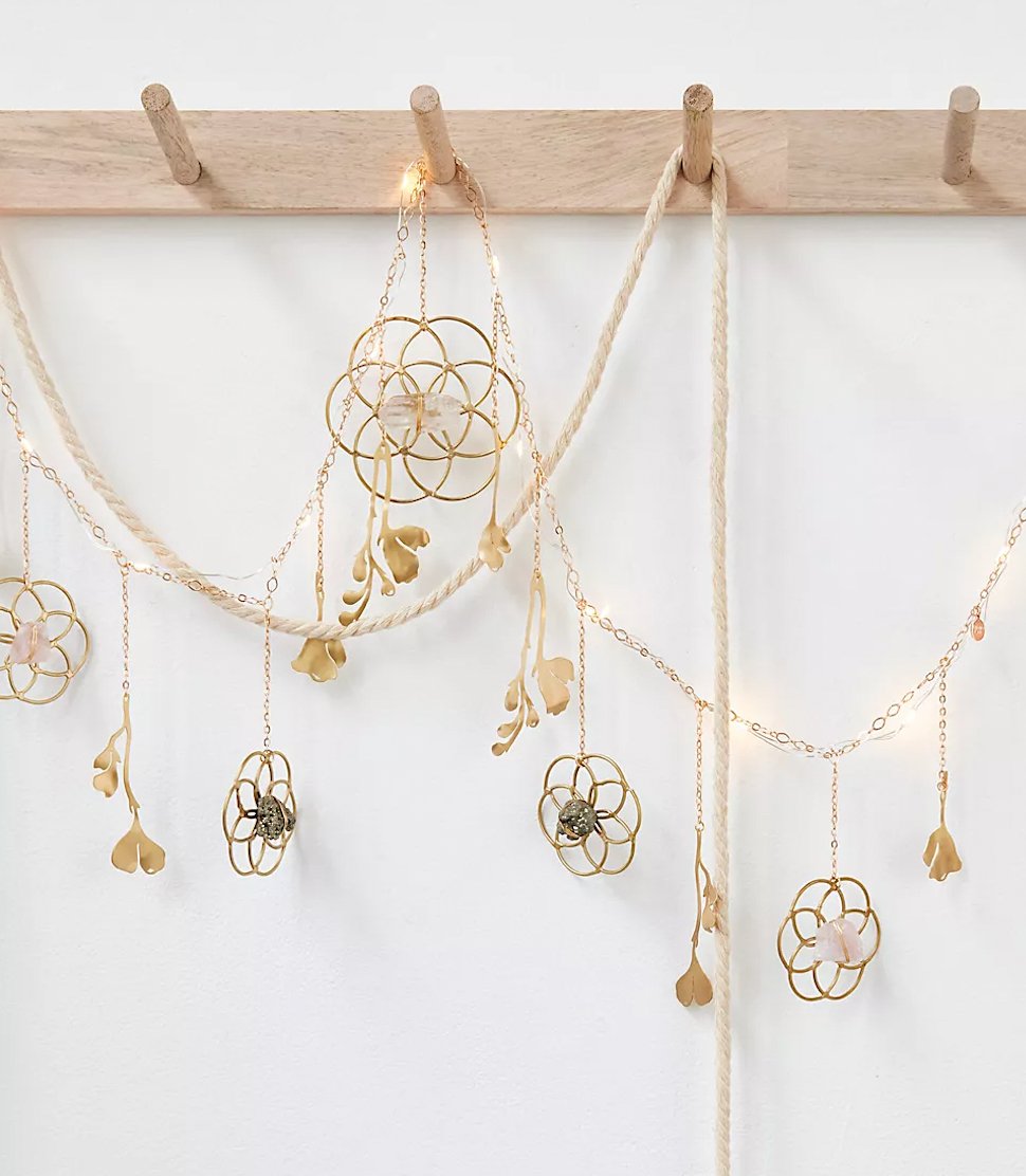 Flower of Life Healing Crystal Grid Garland with String Lighting - Sumiye Co