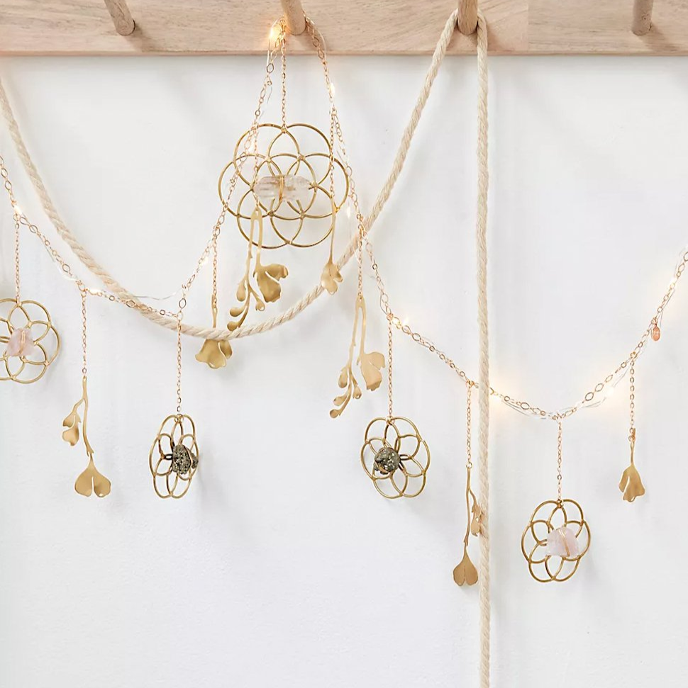 Flower of Life Healing Crystal Grid Garland with String Lighting - Sumiye Co