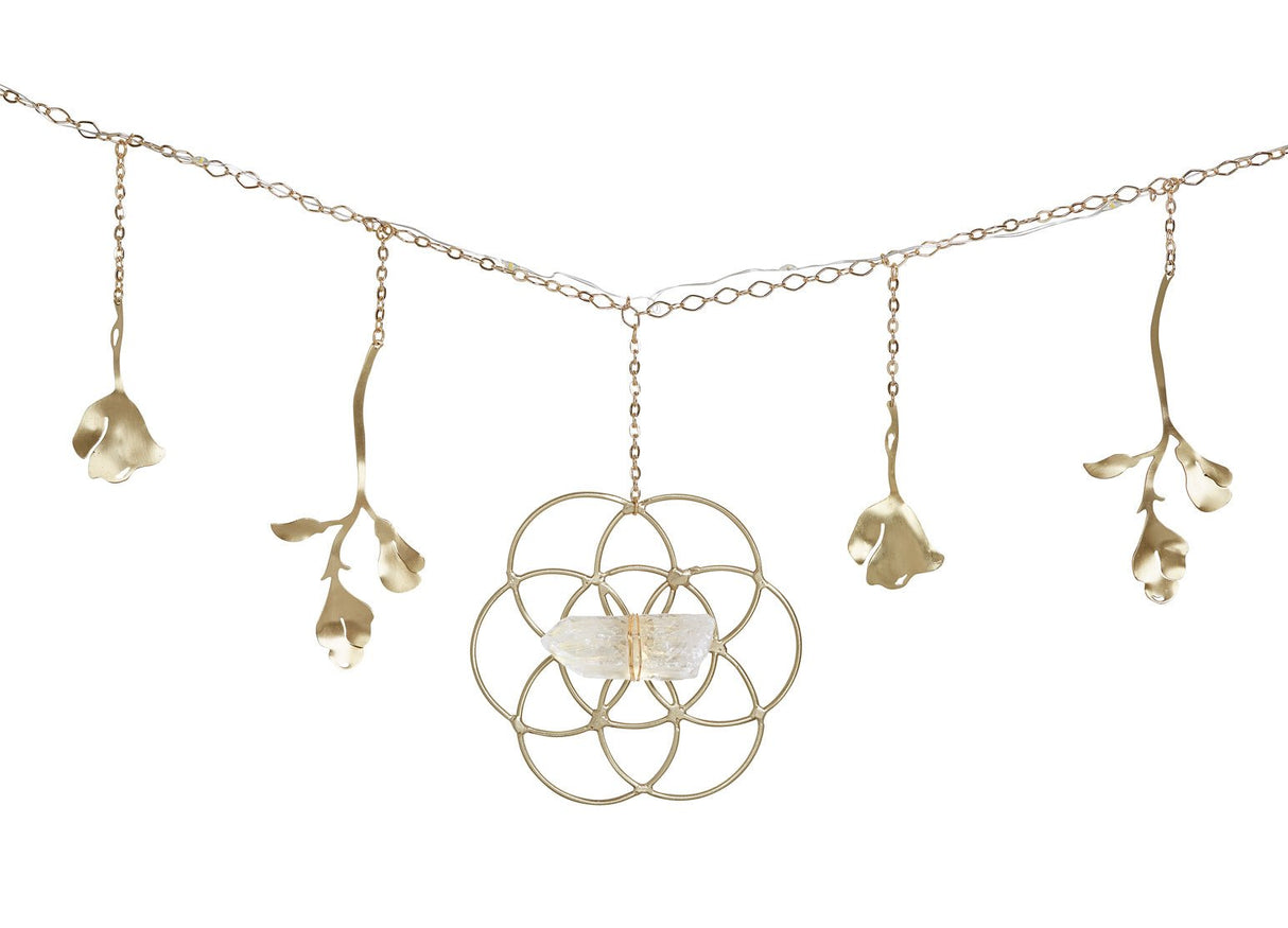 Flower of Life Healing Crystal Grid Garland with String Lighting - Sumiye Co