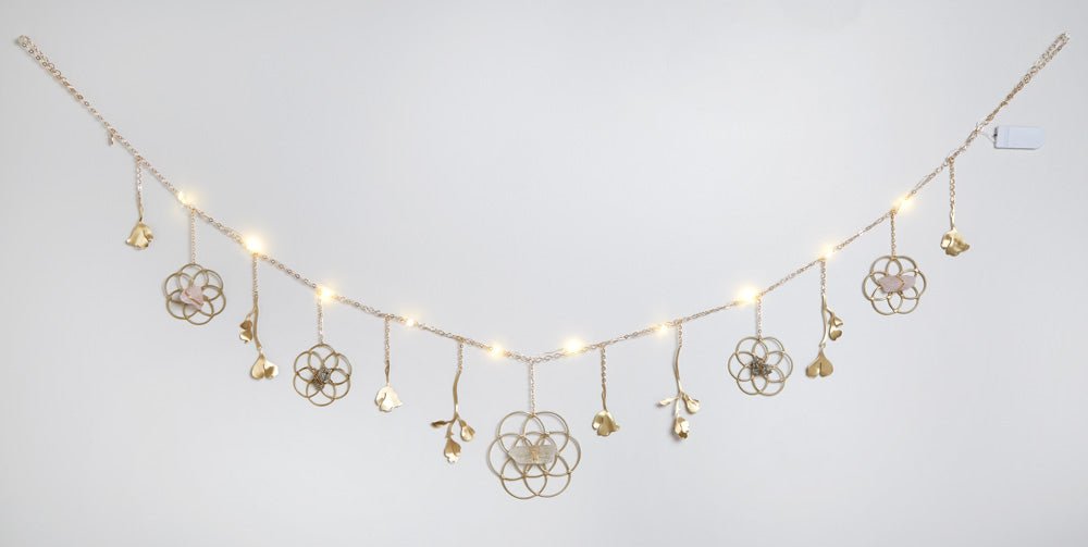 Flower of Life Healing Crystal Grid Garland with String Lighting - Sumiye Co