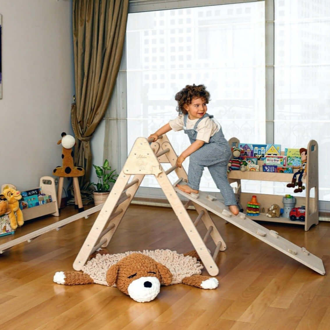 Foldable Climbing Triangle with 2 Ramps | Pikler Triangle for Kids-0