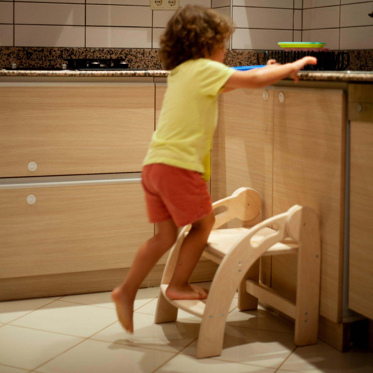 Foldable Montessori Kitchen Step Stool-4