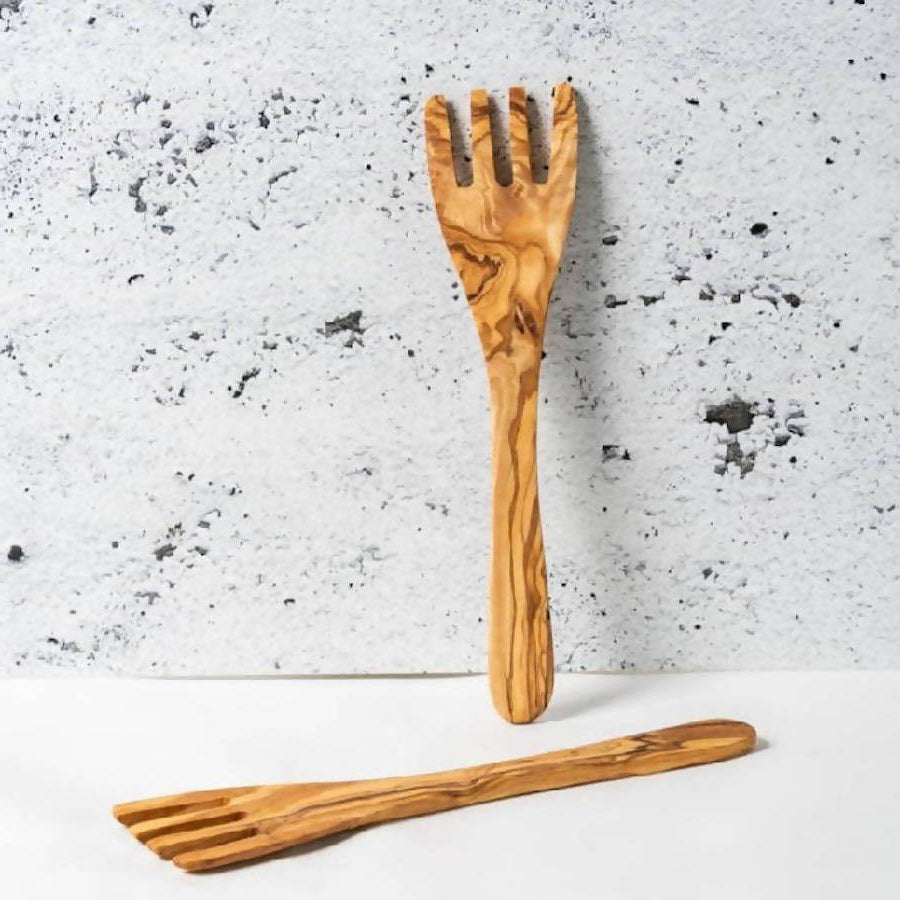 Olive Wood Serving Spatula Forks - Pair - Sumiye Co