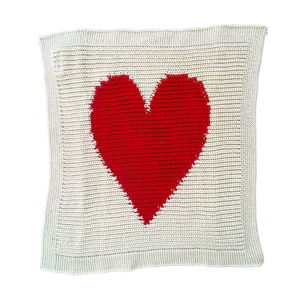 Baby Lovey Knit Blanket - Heart 14" x 14" by Estella - Sumiye Co