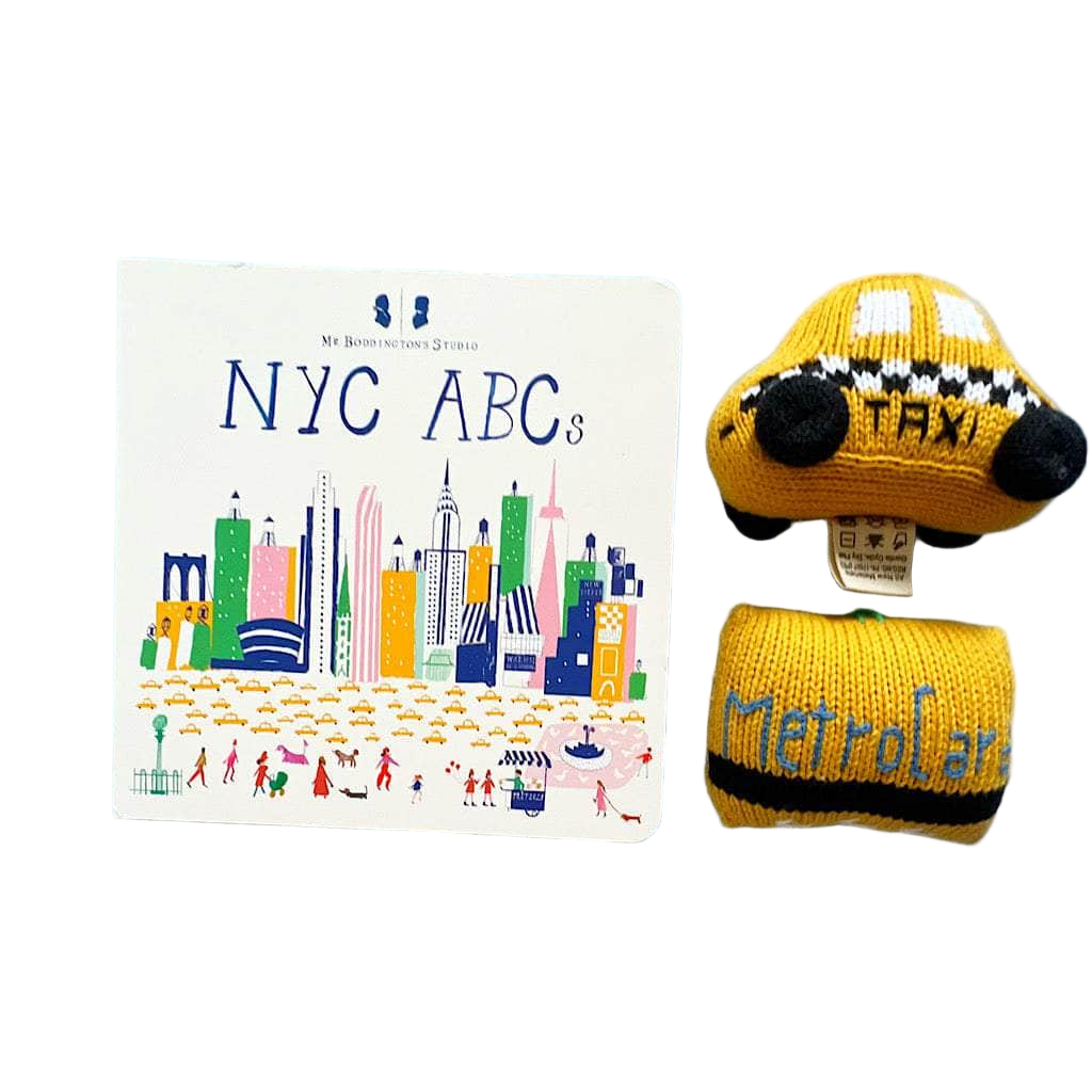 Baby Gift Set-NYC ABCs Book & Organic NYC Taxi and Metro Baby Rattles by Estella - Sumiye Co