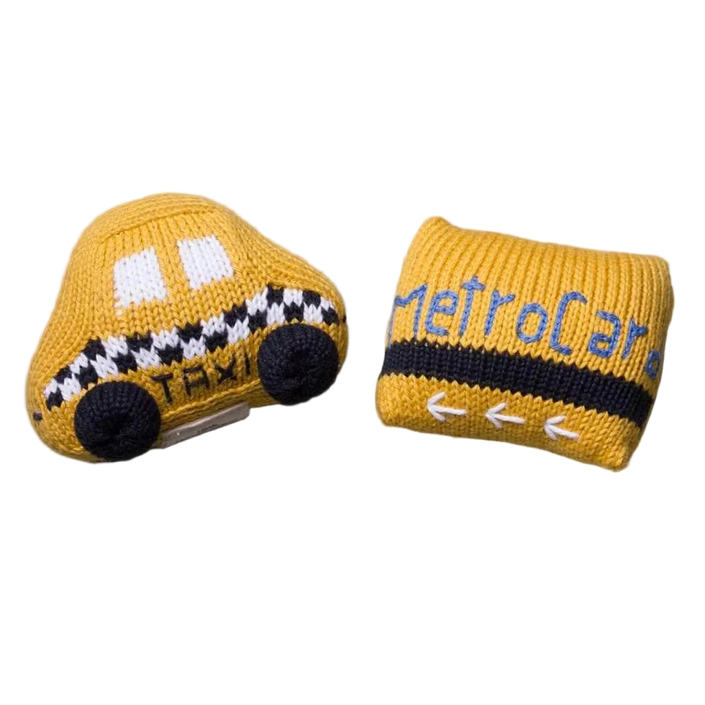 Organic Baby Taxi Toy Gift Set - MetroCard & Taxi Rattles by Estella - Sumiye Co