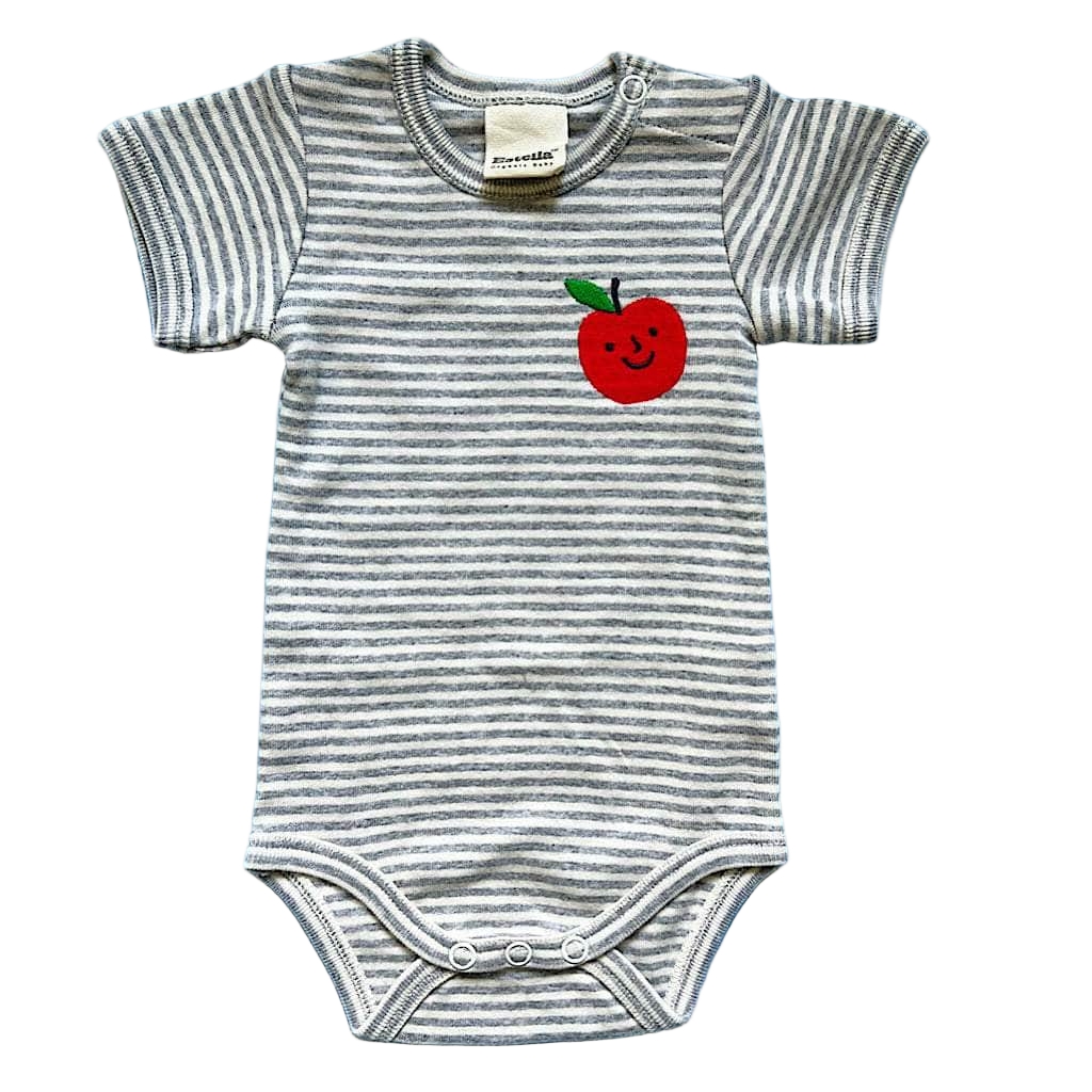 Apple Embroidered Organic Cotton Baby Bodysuit by Estella - Sumiye Co