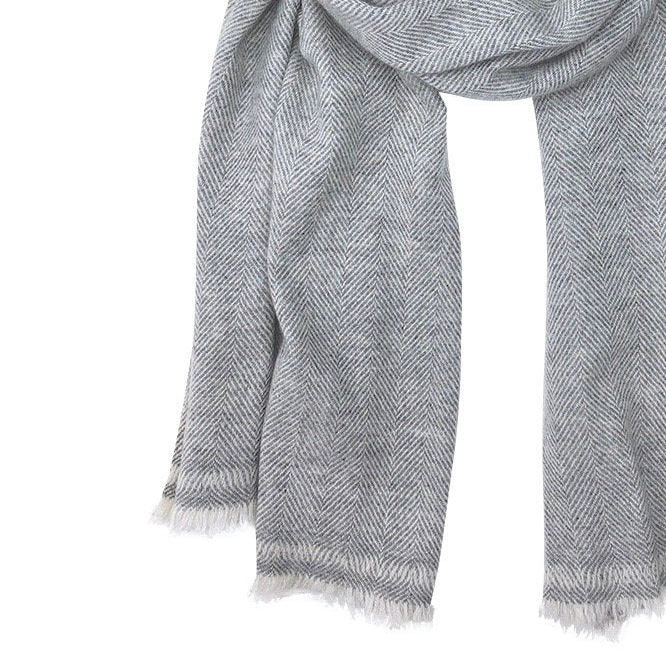 Cashmere Scarf | Gray Herringbone - Sumiye Co