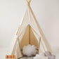 “Grey Pompoms” Teepee with Pompoms and Round Mat Set