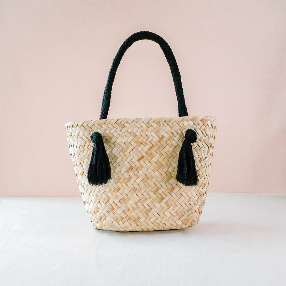 Handbags - Black Modern Straw Tote with Cord Handles - Classic Tote Bags | LIKHA - LIKHÂ