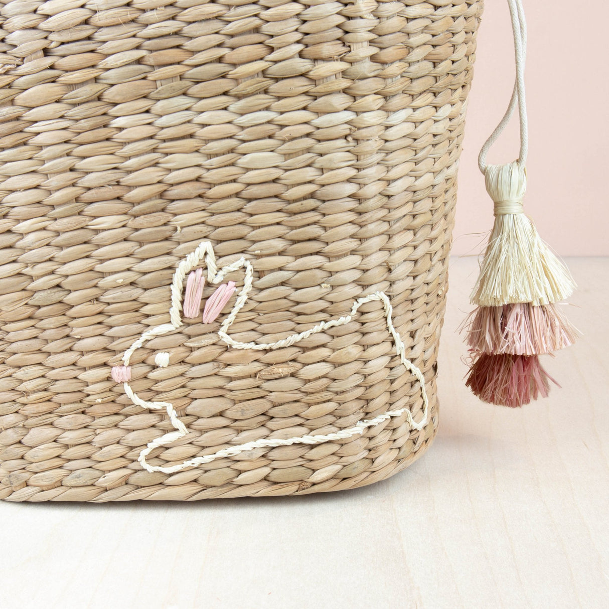 Handbags - Mini Seagrass Tote with Embroidered Bunny - Unique Handbag | LIKHA - LIKHÂ