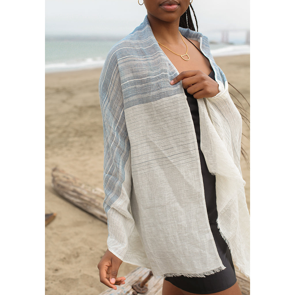 Linen Cotton Blend Wrap Scarf by SLATE + SALT - Sumiye Co