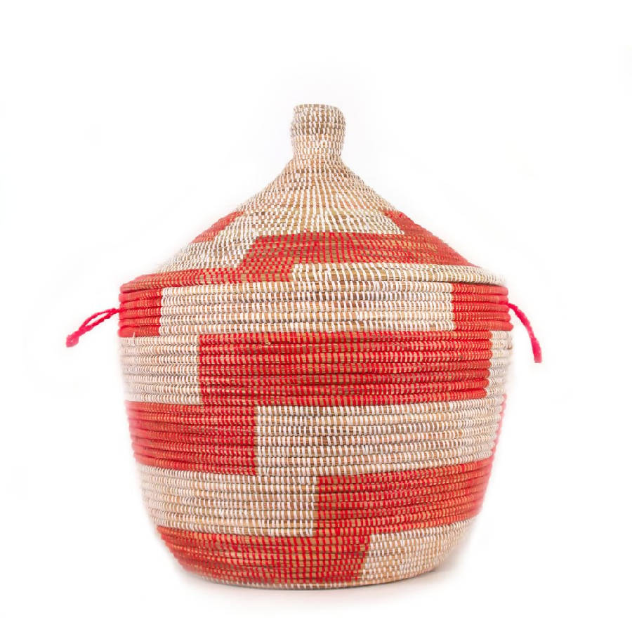 Low Storage Basket 24" x 14" - Red Stripe - Sumiye Co
