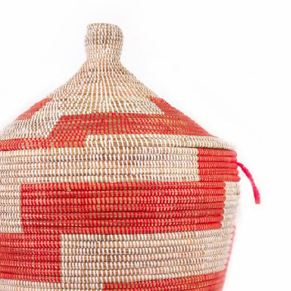 Low Storage Basket 24" x 14" - Red Stripe - Sumiye Co
