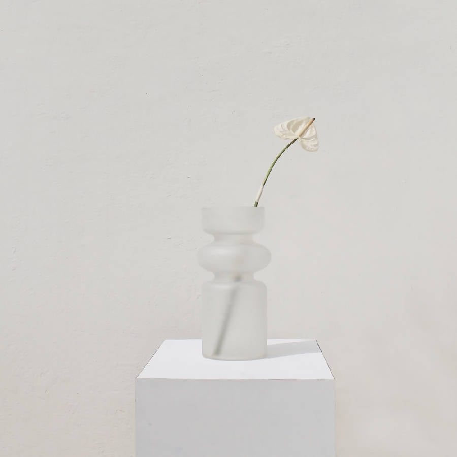 Osmos Studio Iris Glass Vase - Frosted White